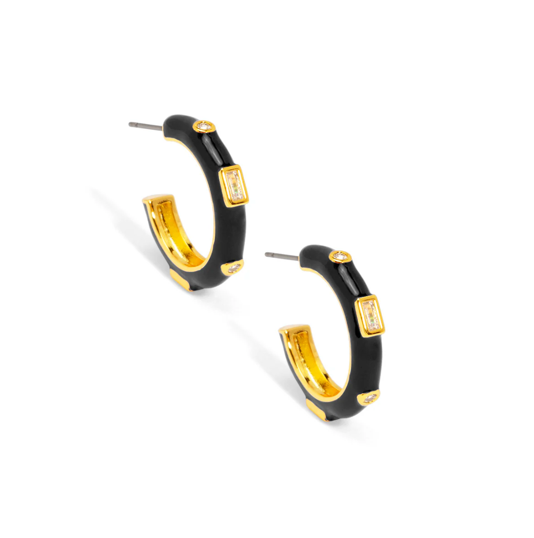 Crystal Enamel Hoop Earring