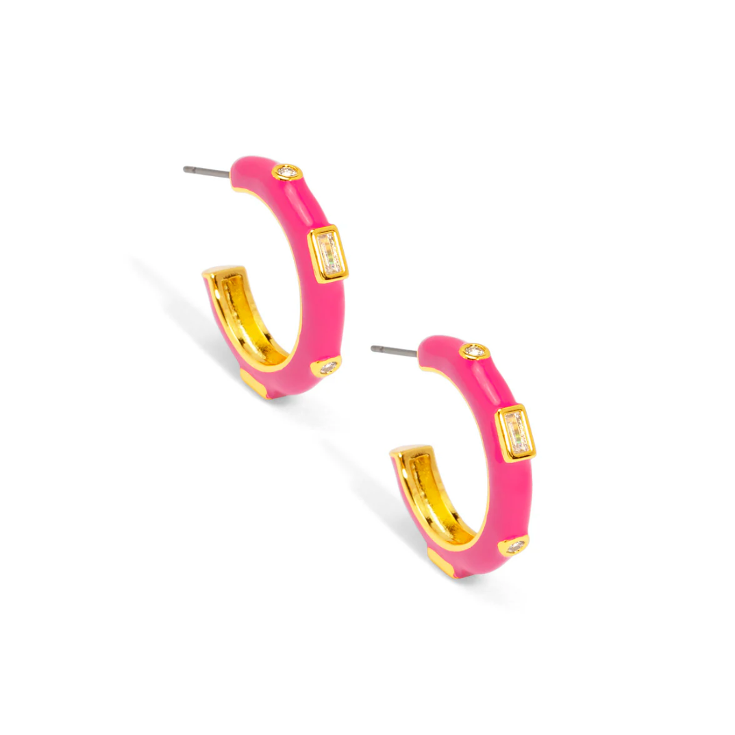 Crystal Enamel Hoop Earring