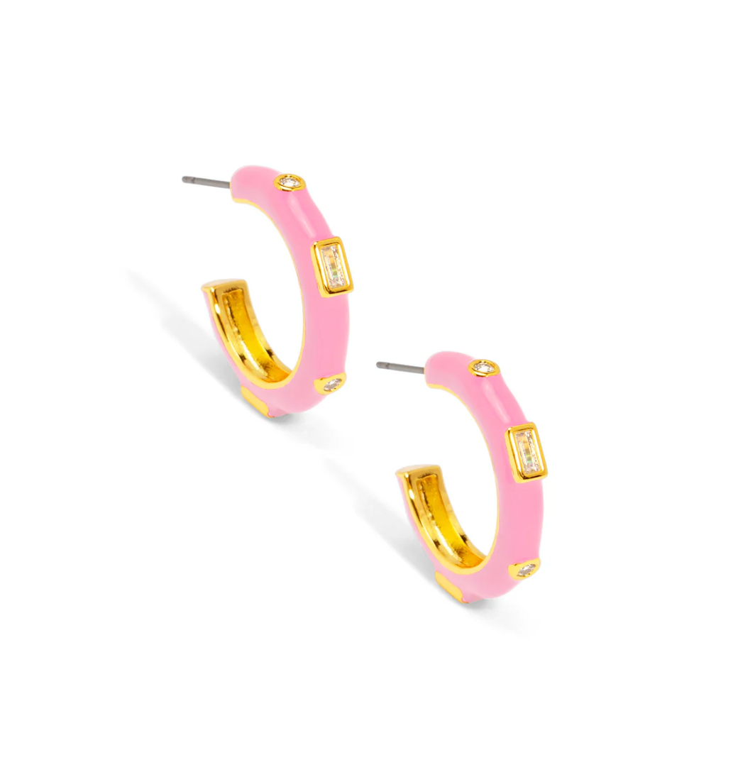 Crystal Enamel Hoop Earring