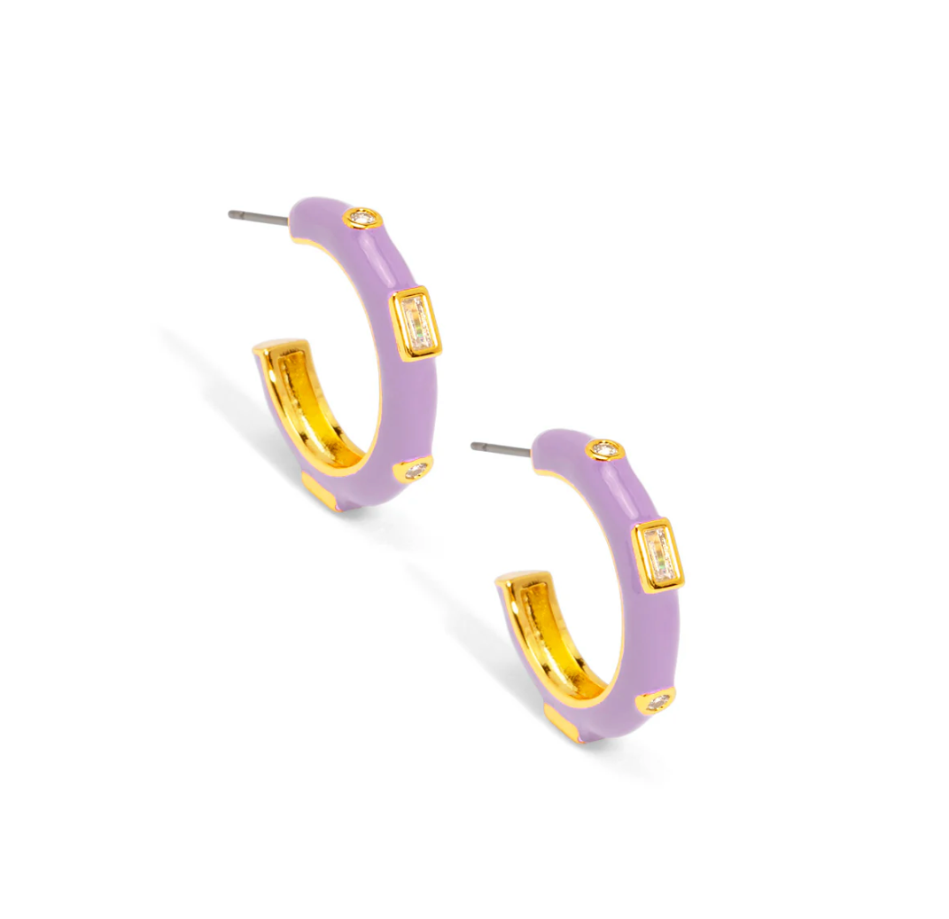 Crystal Enamel Hoop Earring