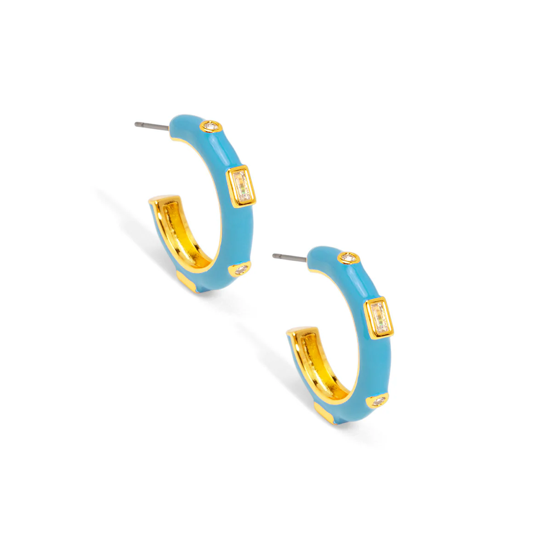 Crystal Enamel Hoop Earring