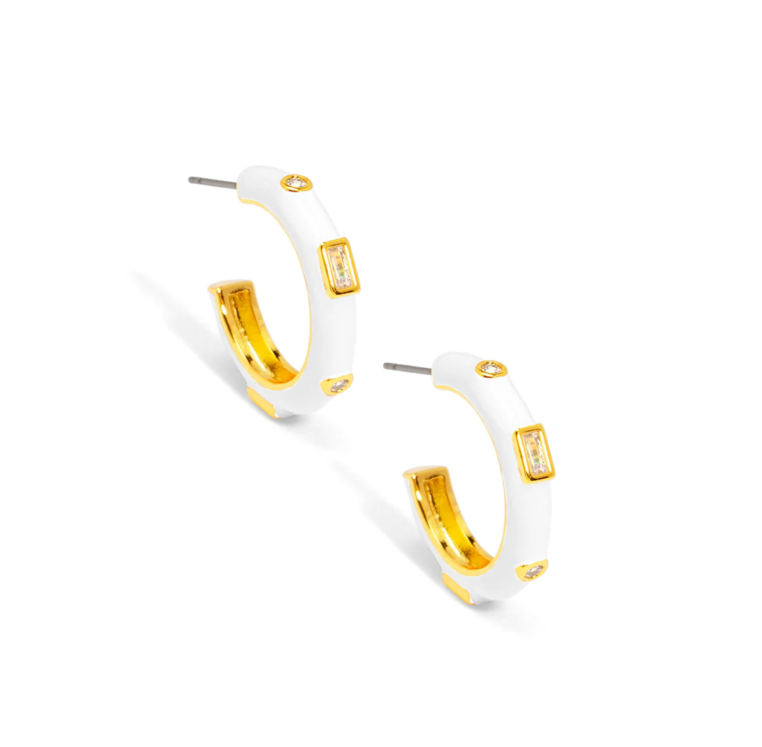 Crystal Enamel Hoop Earring